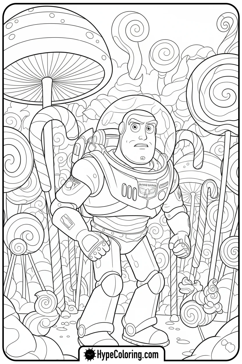 buzz-in-candy-field - toy story buzz coloring pages