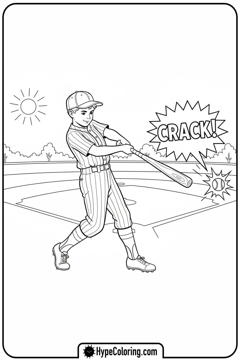 boy-hitting-baseball - baseball coloring page