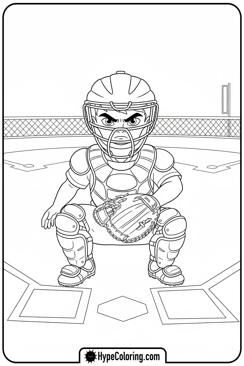 child-catcher-ready - baseball coloring page