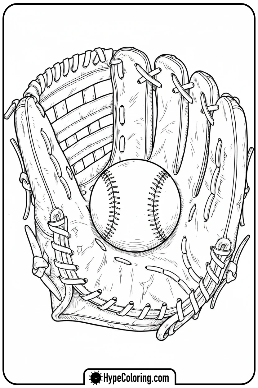 baseball-in-glove - baseball coloring page
