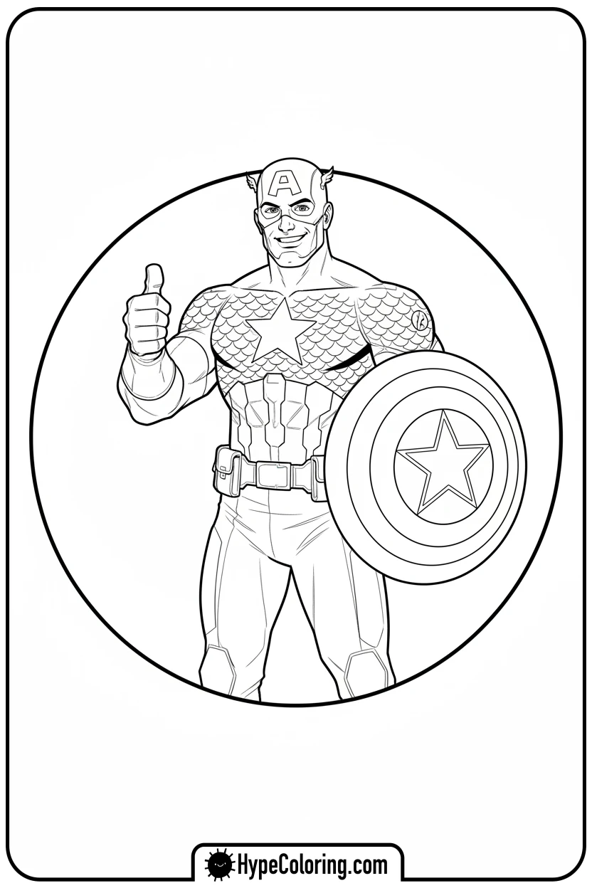 captain-america-giving-thumbs-up - baseball coloring page