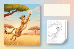 a-joyful-cheetah-jumping-high - cheetah coloring page