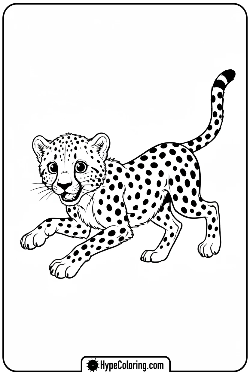 Click to download PDF young-cheetah-pouncing - cheetah coloring page