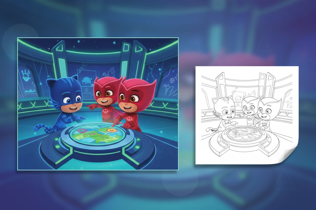 catboy-owlette-and-gekko-gathered - coloring pages for pj masks