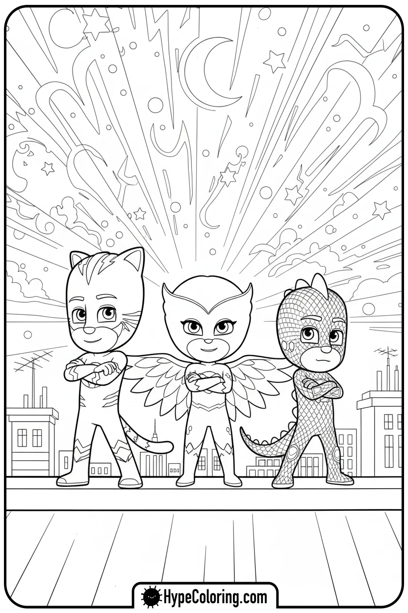 pj-masks-heroic-pose - coloring pages for pj masks