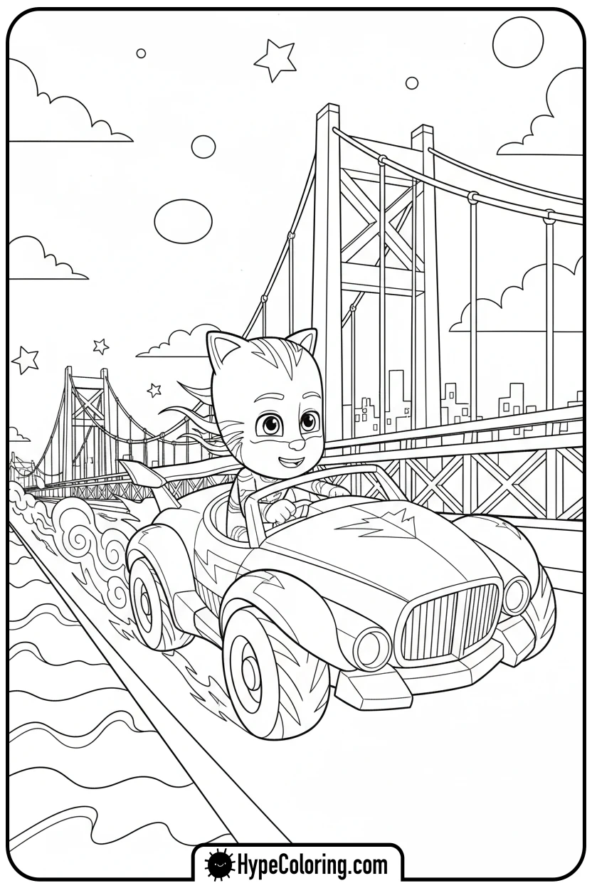 catboy-driving-cat-car - coloring pages for pj masks