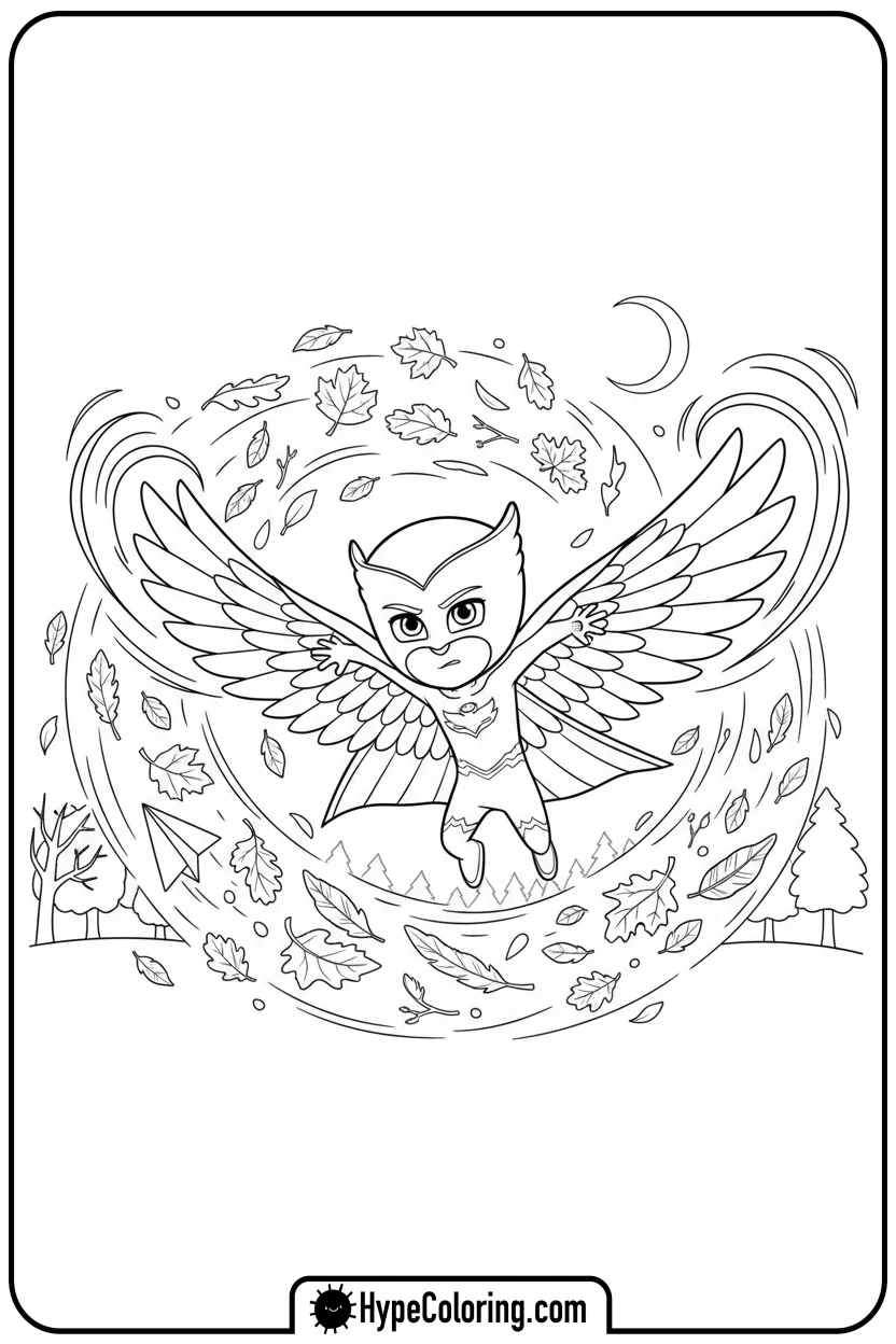 owlette-creating-wind - coloring pages for pj masks