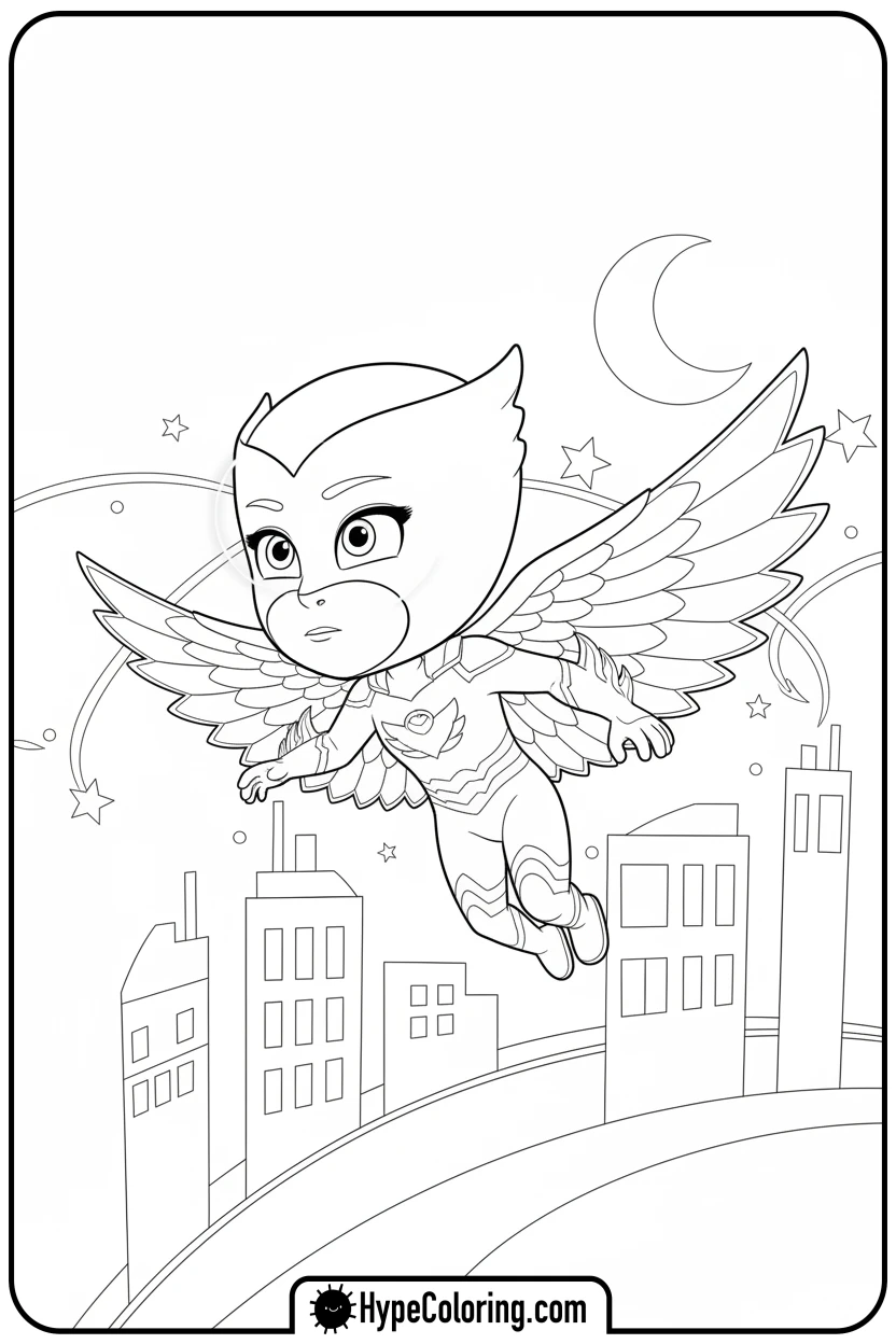 owlette-using-owl-vision - coloring pages for pj masks