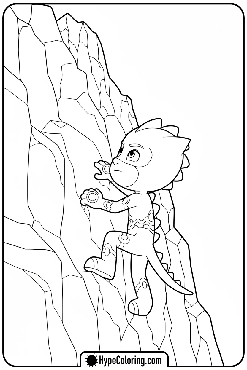 gekko-climbing-a-rock - coloring pages for pj masks