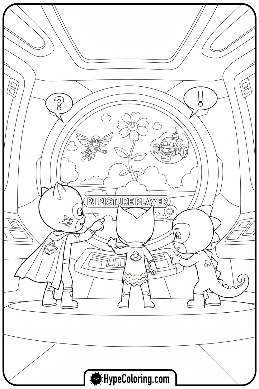 pj-masks-at-hq-screen - coloring pages for pj masks