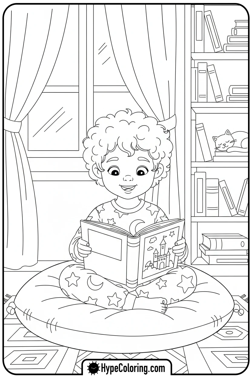 child-reading-a-book - coloring pages of people
