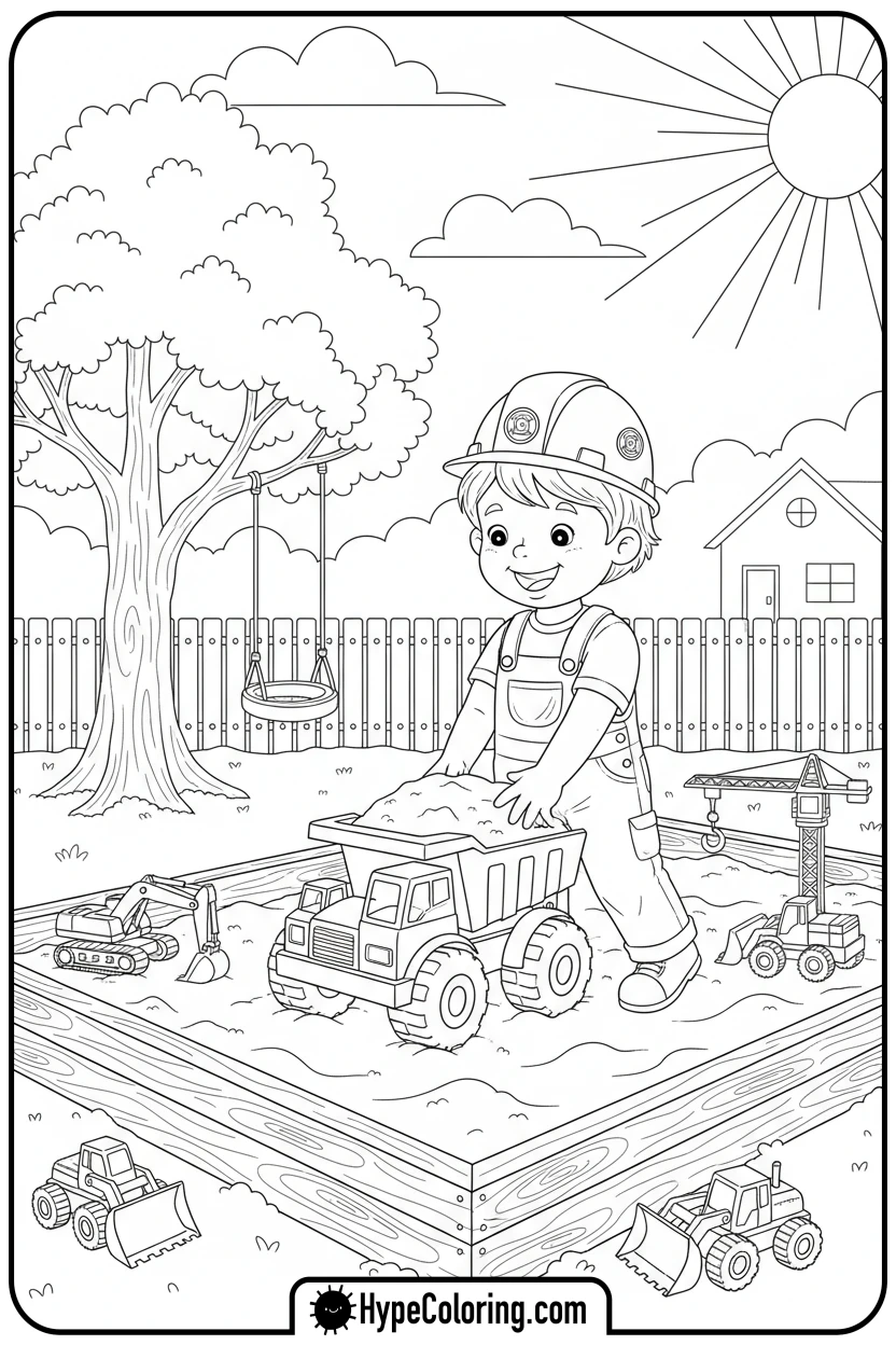 child-playing-in-sandbox - coloring pages of people