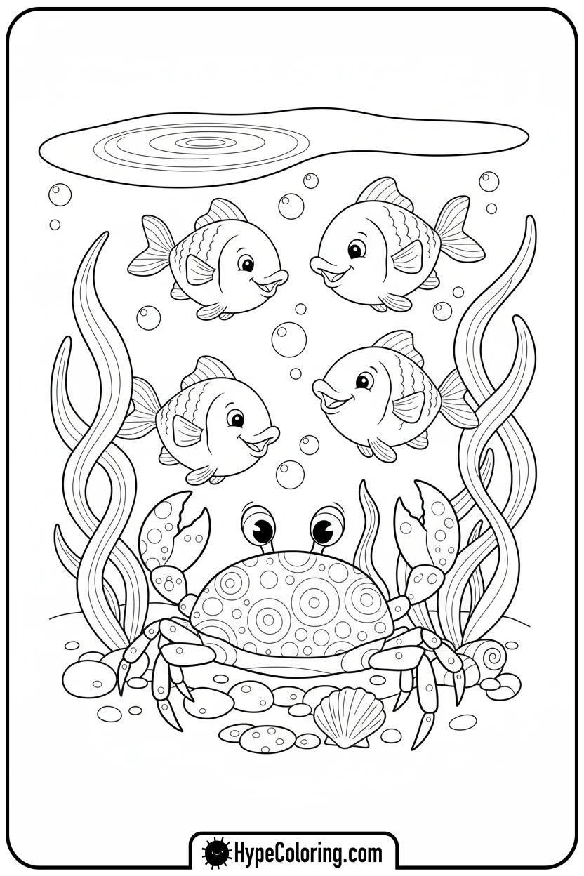 crab-exploring-tide-pool - crab coloring pages