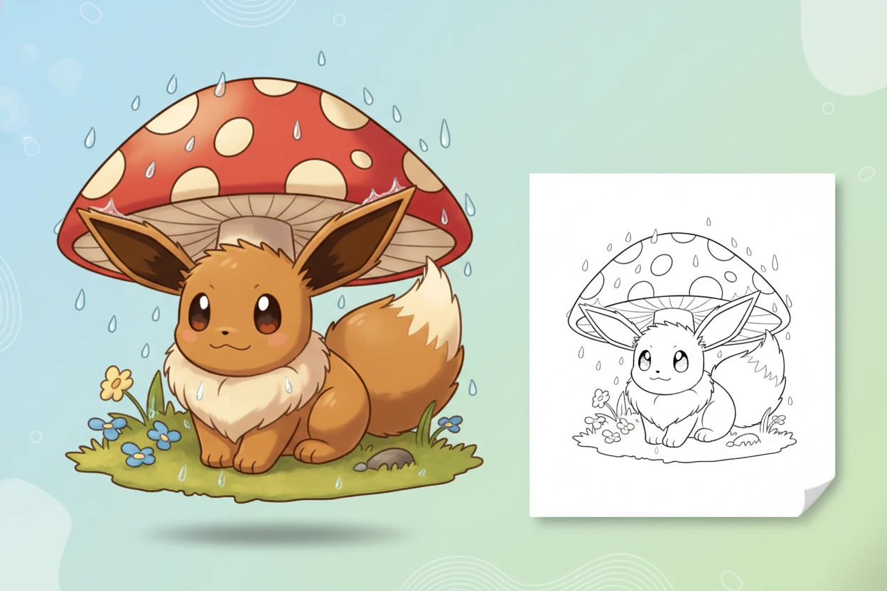 eevee-taking-shelter-from-gentle - eevee coloring page