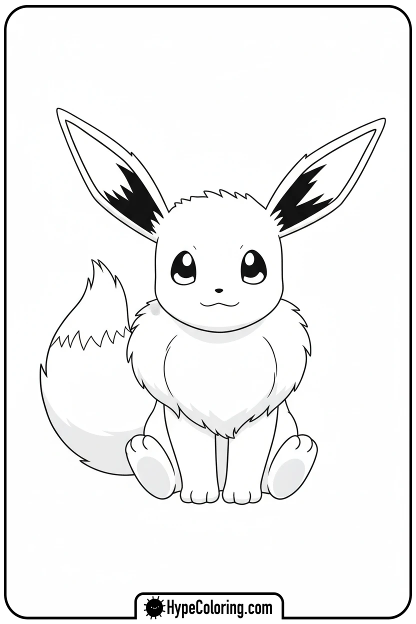 Click to download PDF eevee-sitting-cutely - eevee coloring page