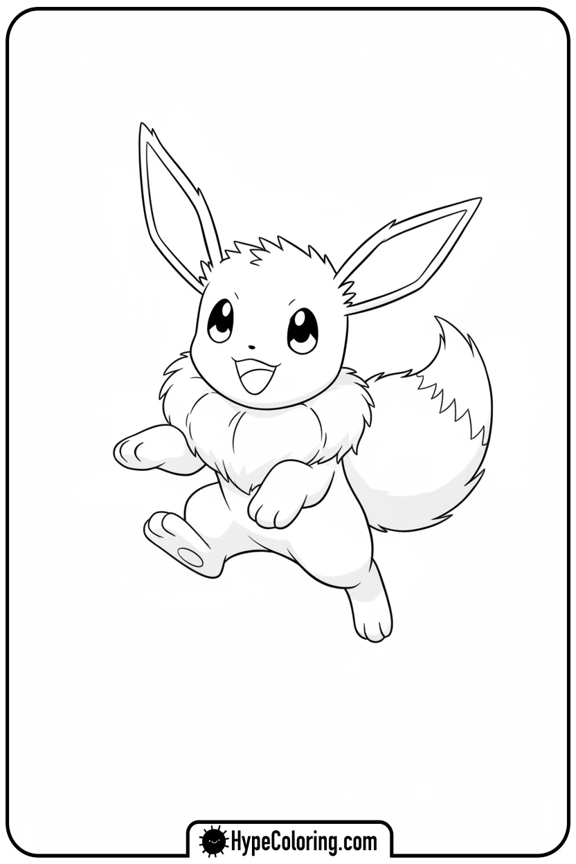 Click to download PDF eevee-jumping-playfully - eevee coloring page