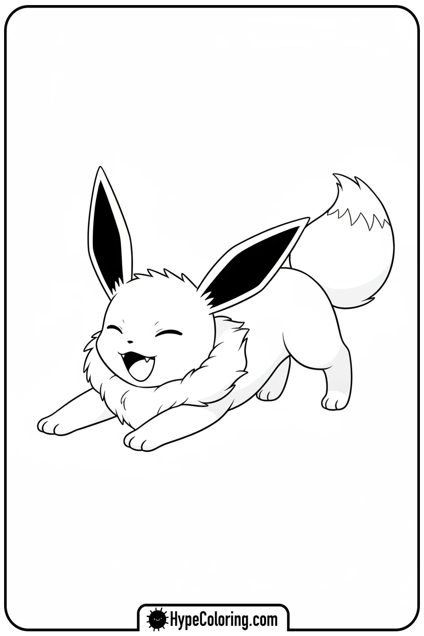 Click to download PDF eevee-stretching-and-yawning - eevee coloring page