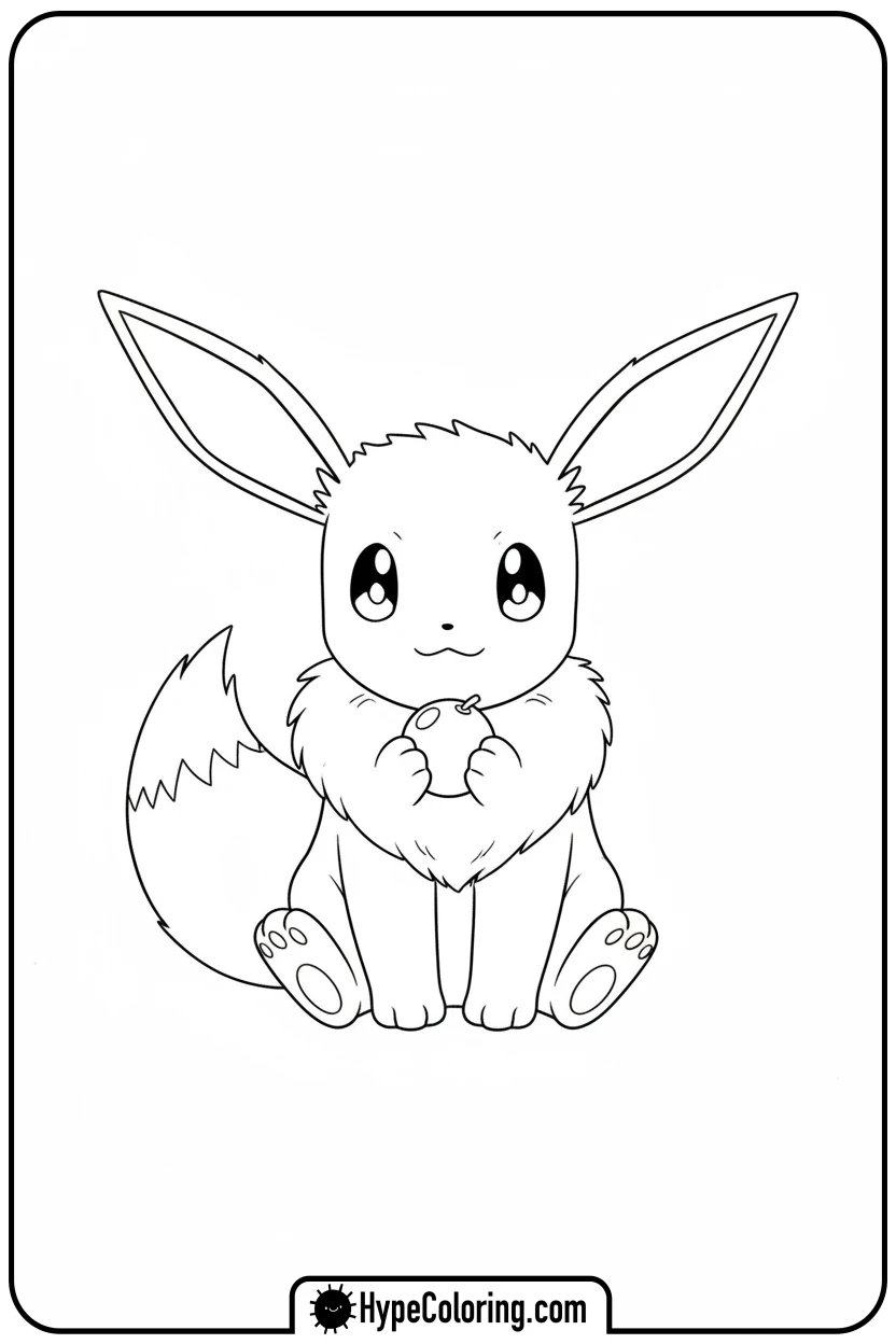Click to download PDF eevee-holding-a-berry - eevee coloring page