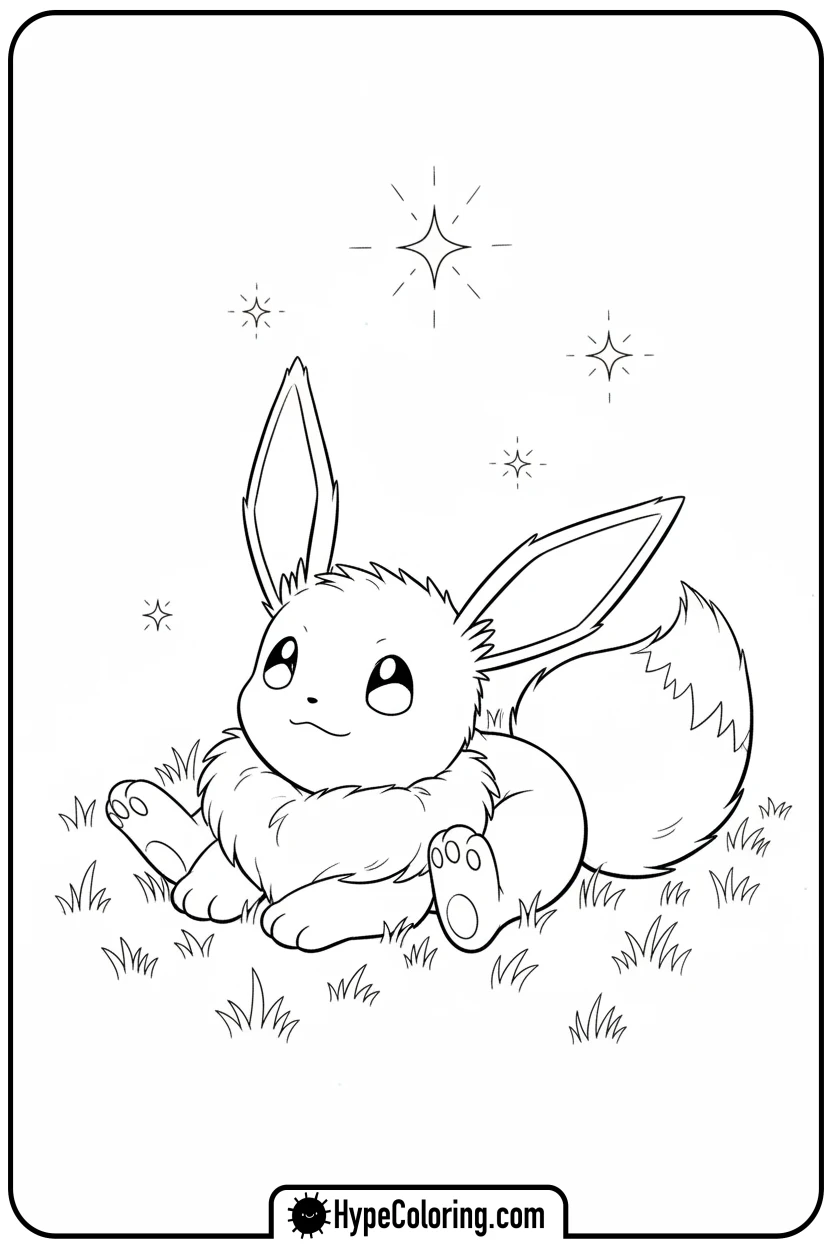 Click to download PDF eevee-stargazing - eevee coloring page