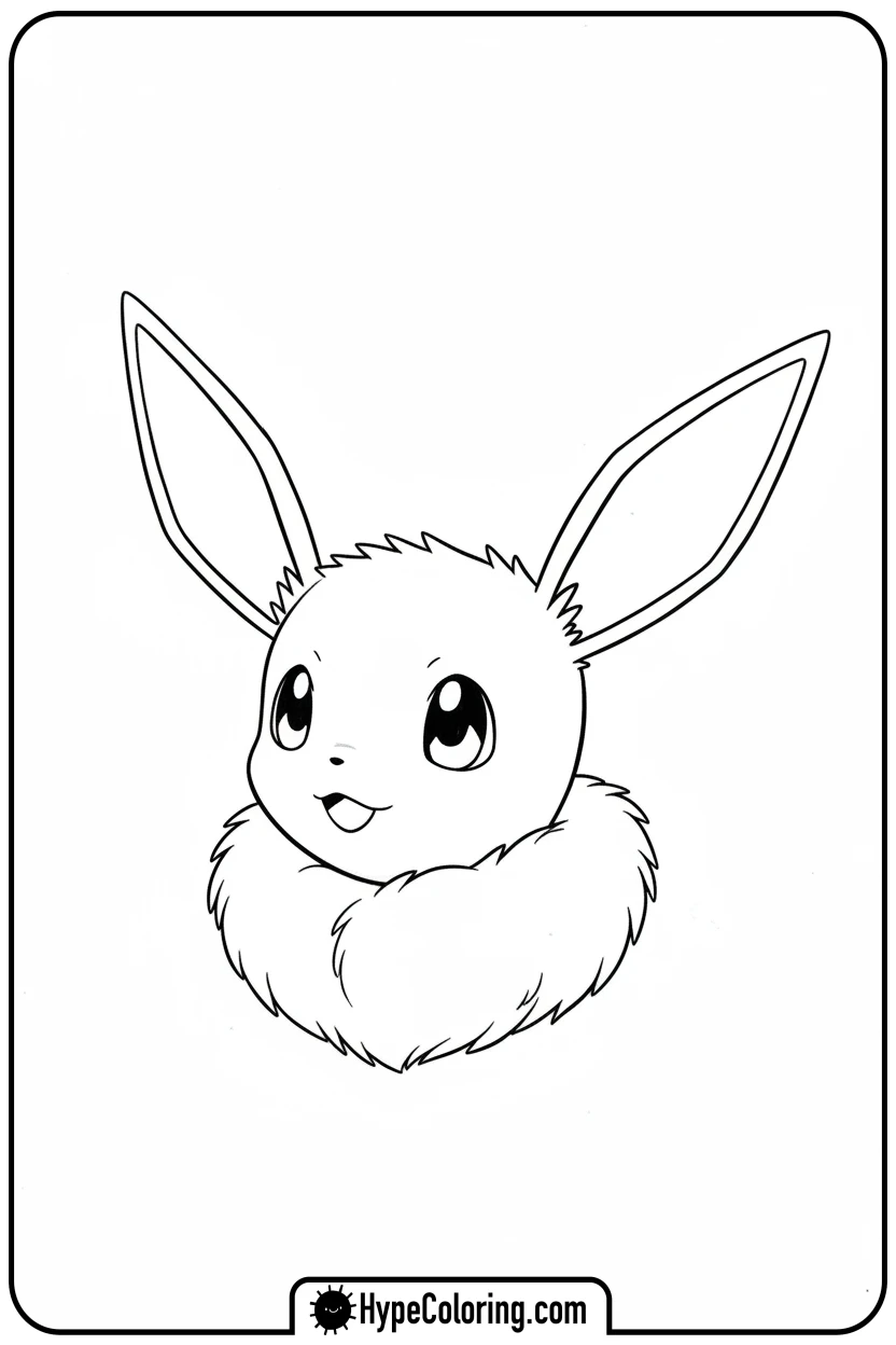 Click to download PDF eevee-head-tilted-in-wonder - eevee coloring page