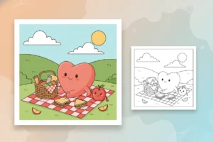 a-relaxed-heart-shape-enjoying - heart shape coloring pages