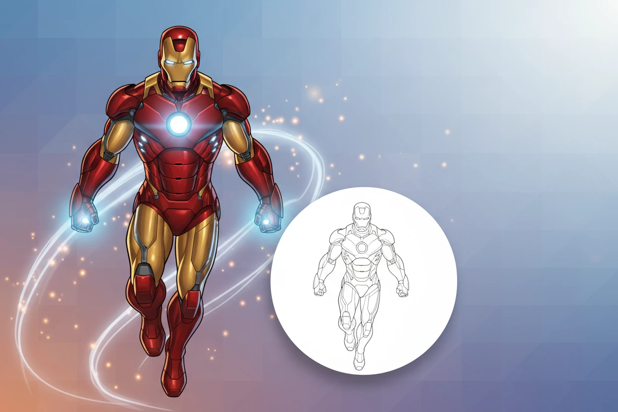 iron-man-floating-mid-air-chest - iron man coloring book pages