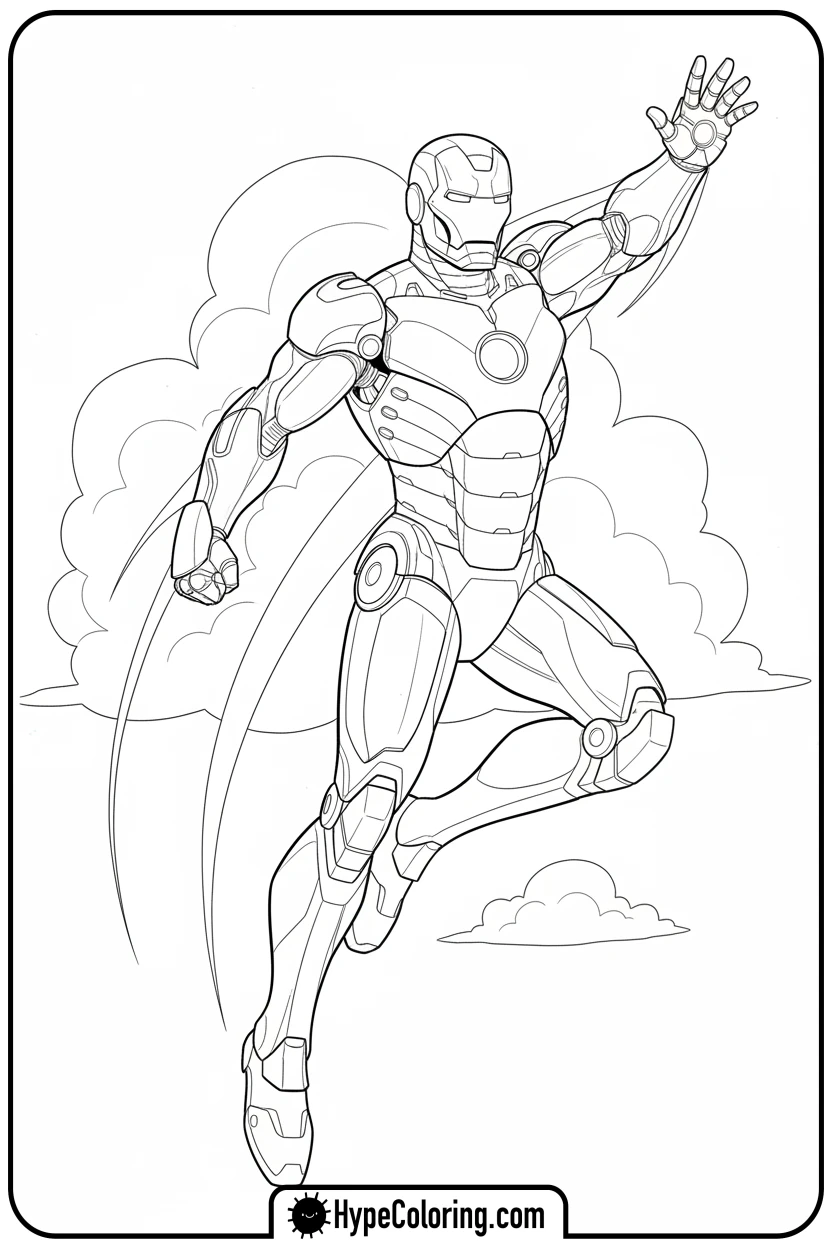 iron-man-flying-upwards - iron man coloring book pages