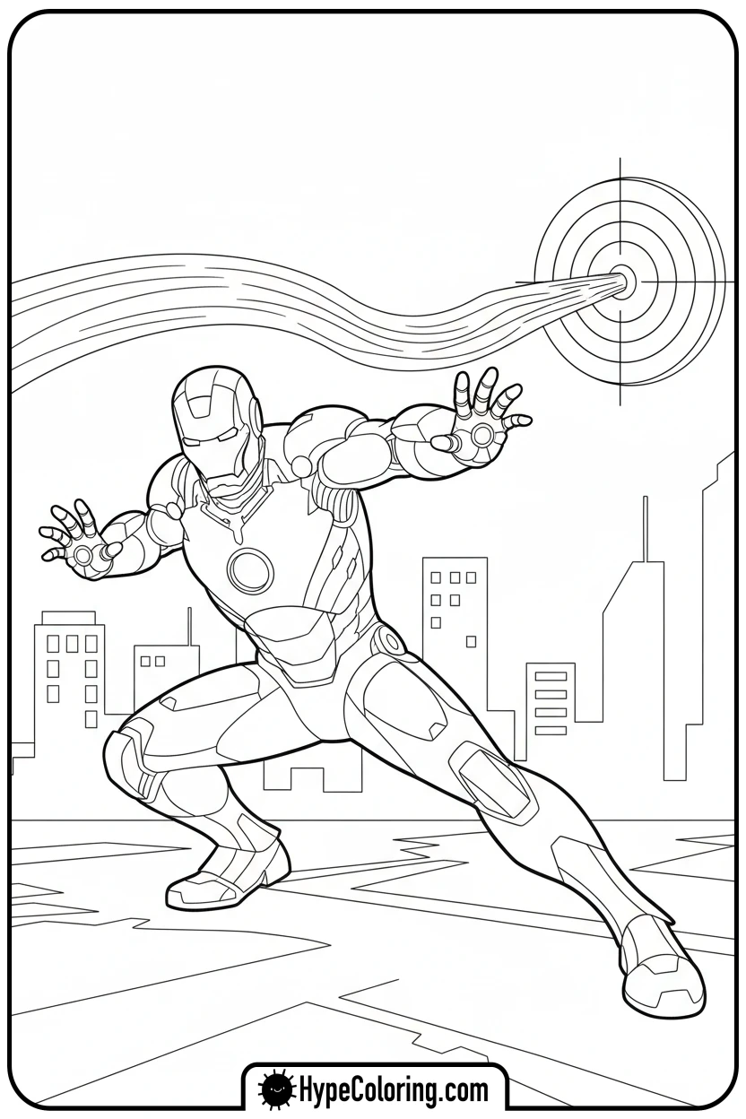 iron-man-firing-repulsor-blasts - iron man coloring book pages