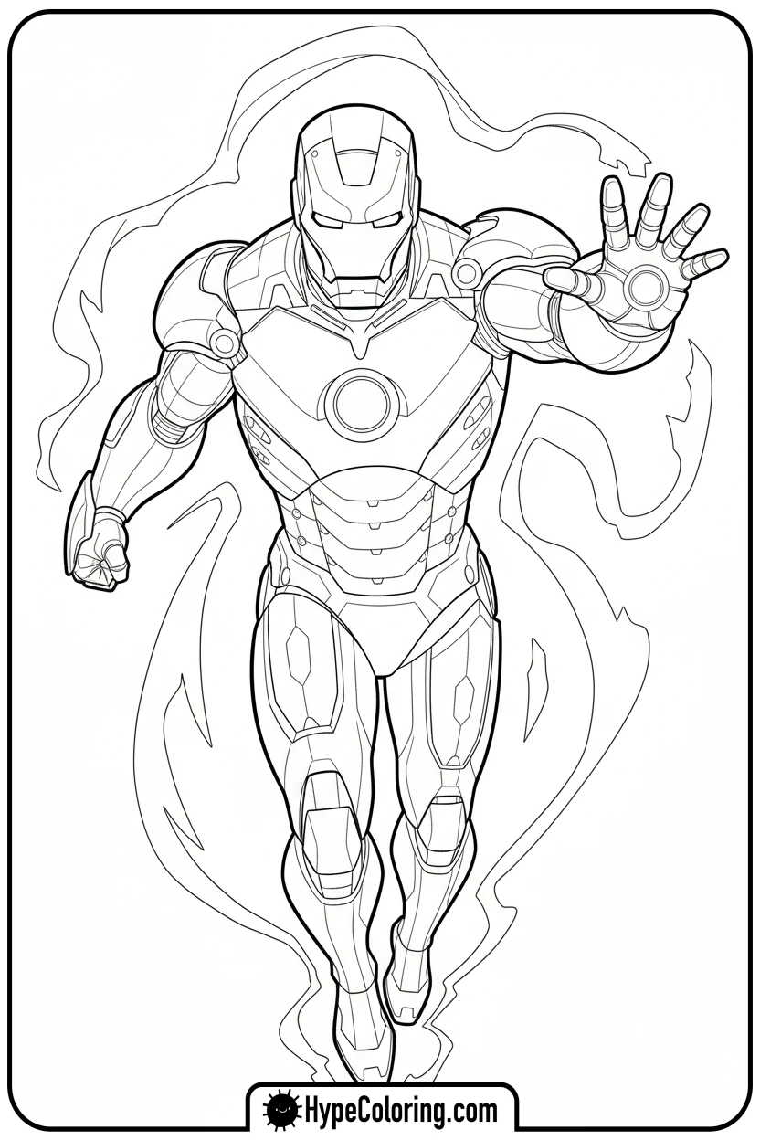 iron-man-charging-unibeam - iron man coloring book pages