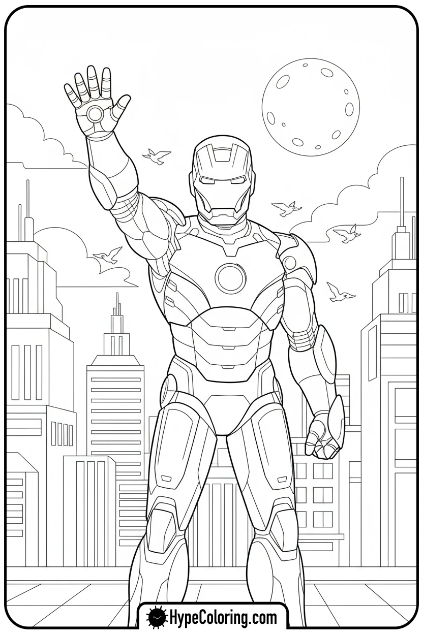 iron-man-waving-hello - iron man coloring book pages
