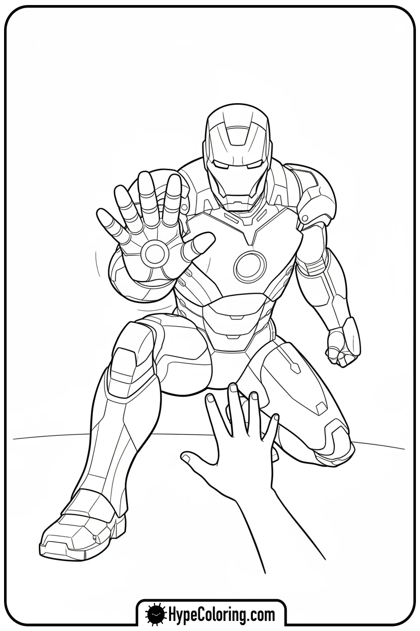 iron-man-high-fiving-child - iron man coloring book pages