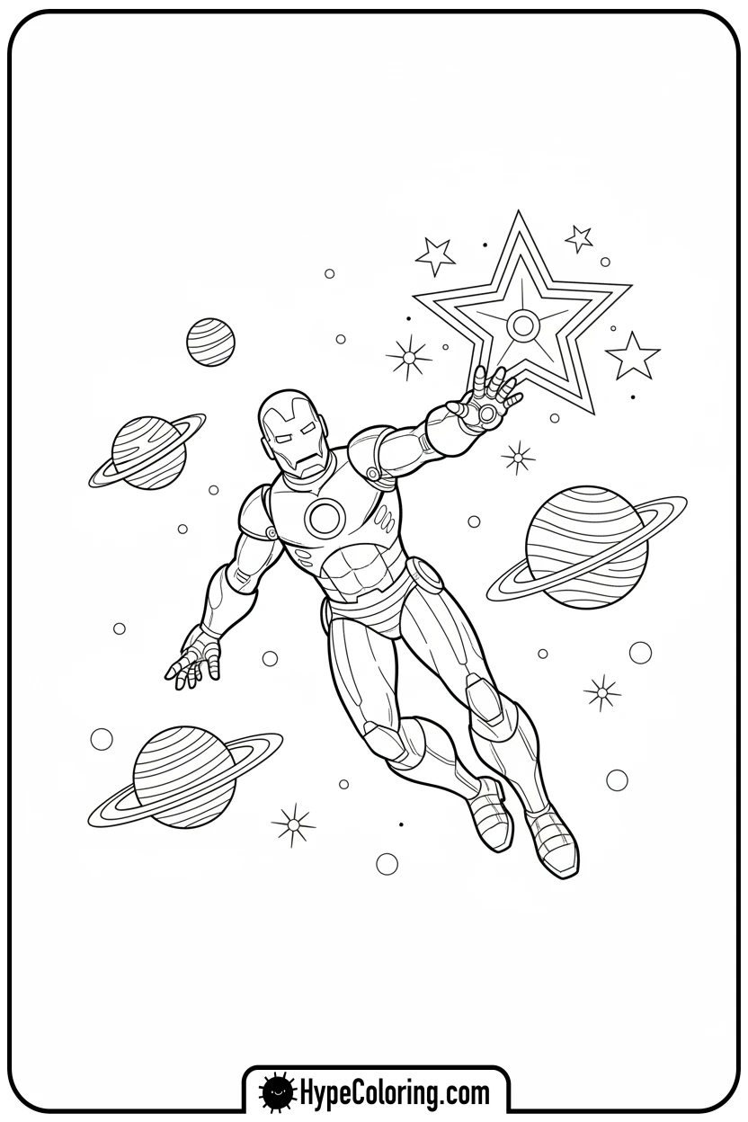 iron-man-in-space - iron man coloring book pages