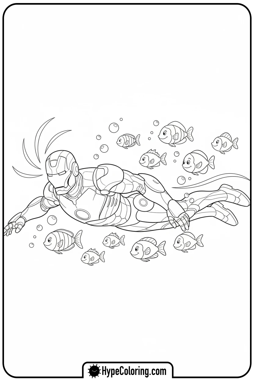 iron-man-swimming-underwater - iron man coloring book pages