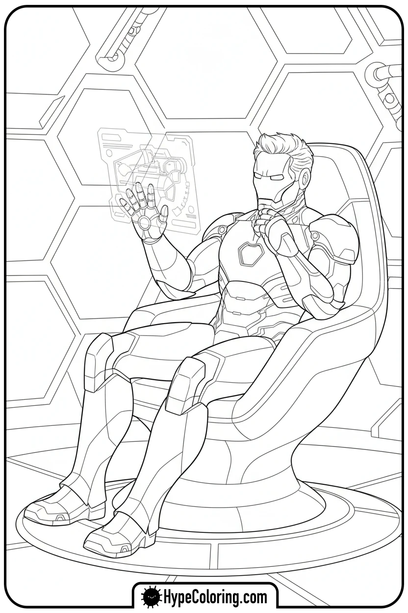 iron-man-studying-blueprints - iron man coloring book pages