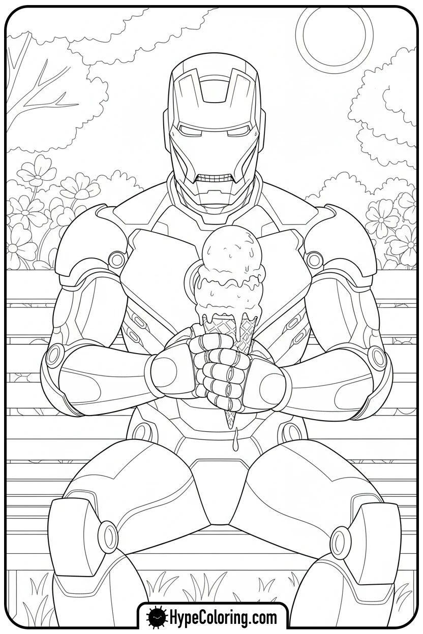 iron-man-eating-ice-cream - iron man coloring book pages