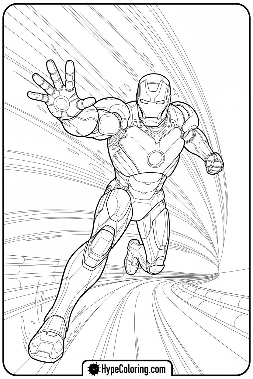 iron-man-running-fast - iron man coloring book pages