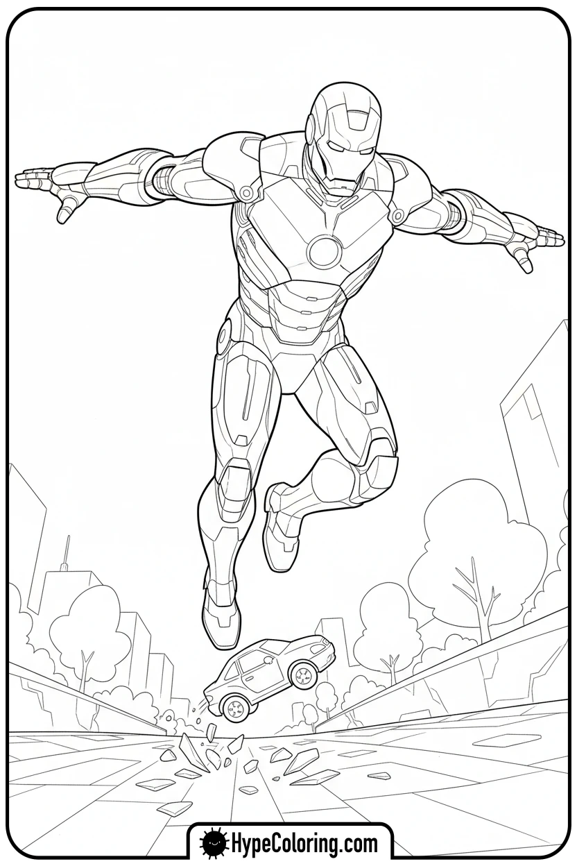 iron-man-taking-a-giant-leap - iron man coloring book pages