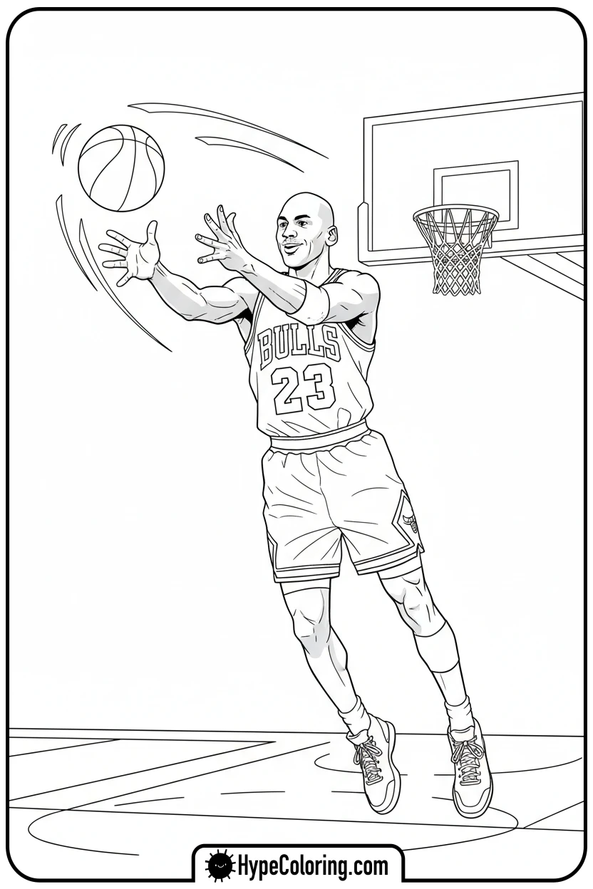 Click to download PDF mj-making-a-chest-pass - michael jordan coloring pages
