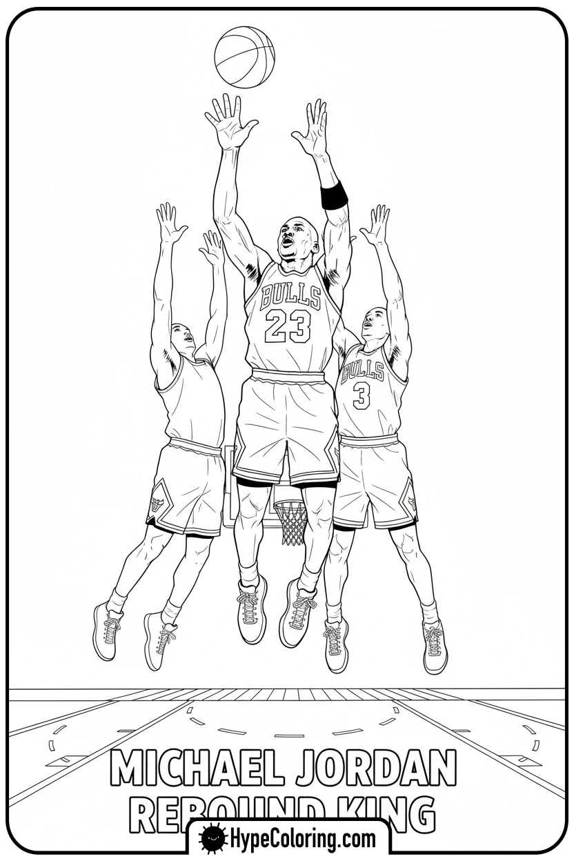 Click to download PDF mj-jumping-for-rebound - michael jordan coloring pages