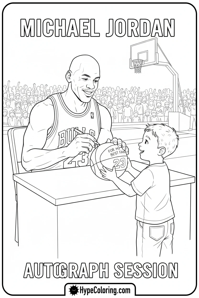 Click to download PDF mj-signing-autograph-on-ball - michael jordan coloring pages