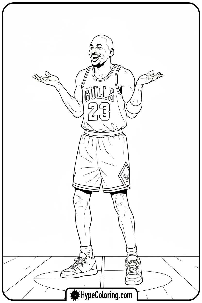 Click to download PDF mj-doing-the-shrug-gesture - michael jordan coloring pages