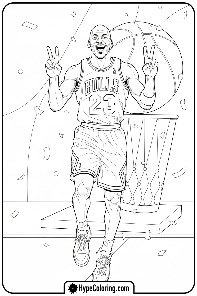 Click to download PDF mj-making-peace-sign - michael jordan coloring pages