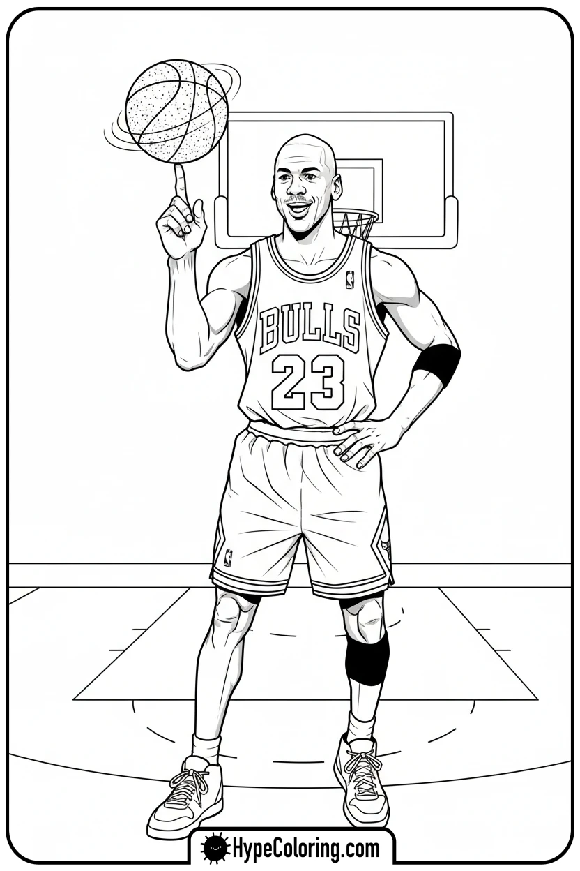 Click to download PDF mj-balancing-ball-on-finger - michael jordan coloring pages