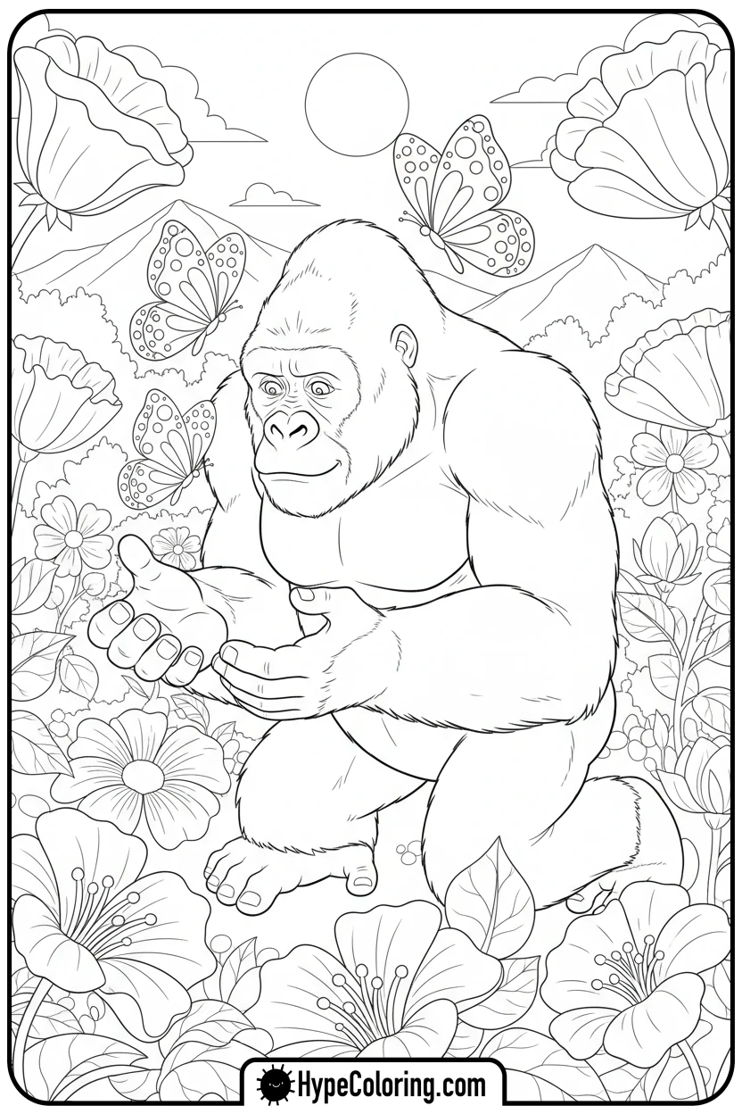 king-kong-with-butterflies - king kong coloring pages