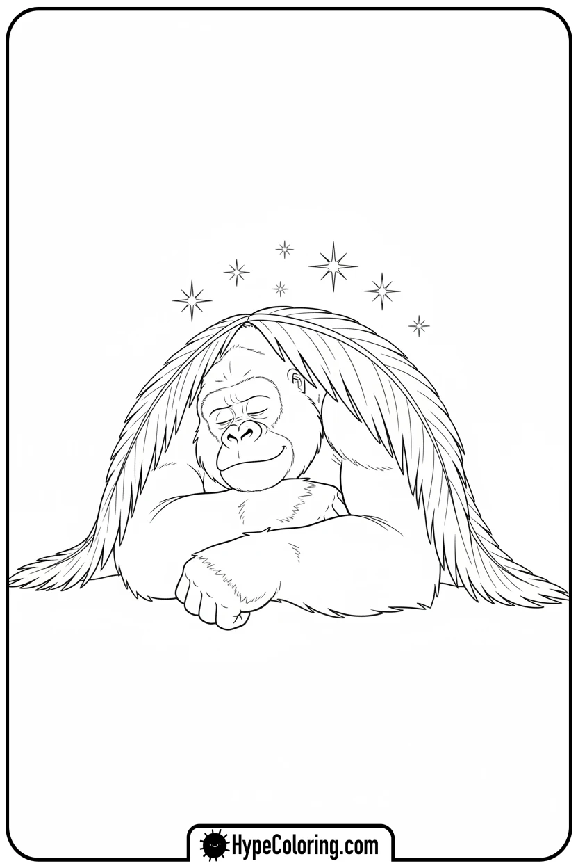 king-kong-sleeping-peacefully - king kong coloring pages