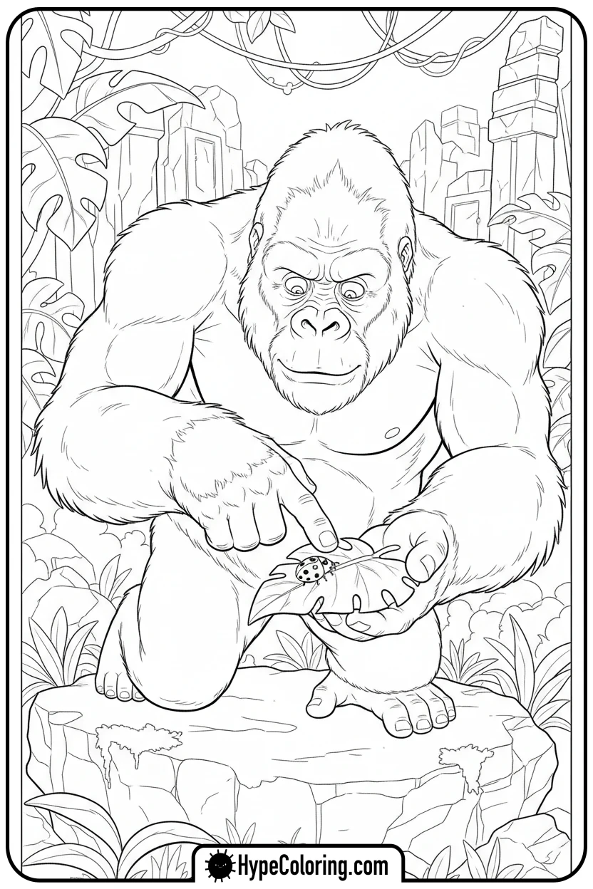 king-kong-watching-ladybug - king kong coloring pages