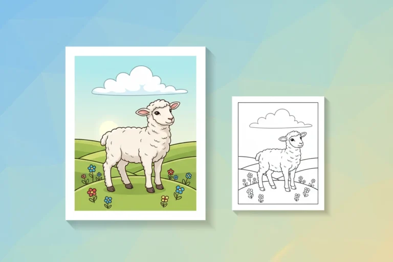 a-proud-lamb-standing-on - lamb coloring page