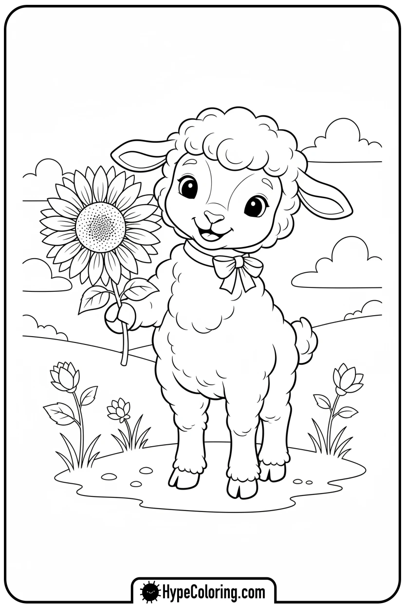 lamb-offering-sunflower - lamb coloring page
