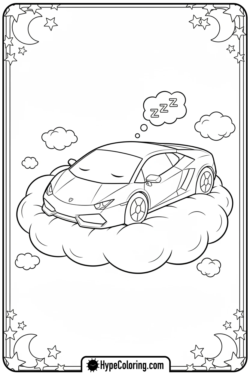 Click to download PDF lambo-sleeping-on-a-cloud - lambo coloring pages