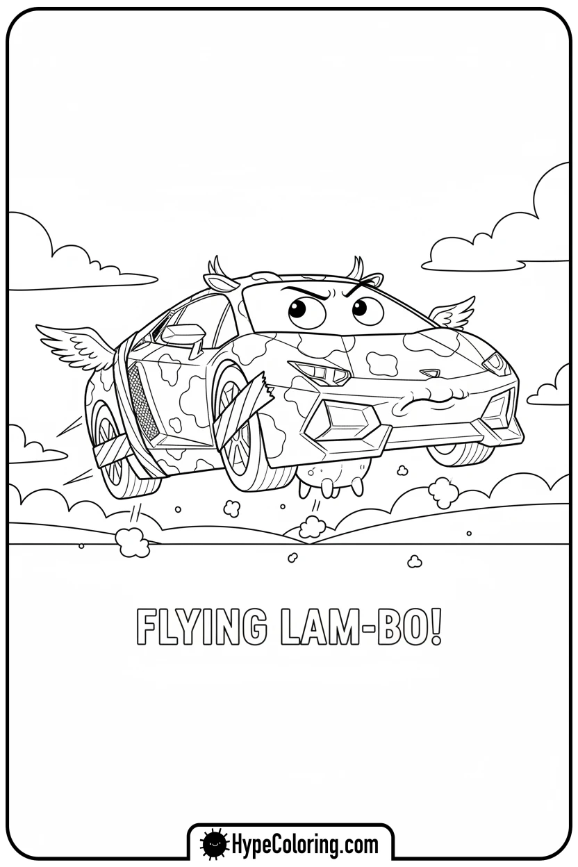 Click to download PDF lambo-trying-to-fly - lambo coloring pages